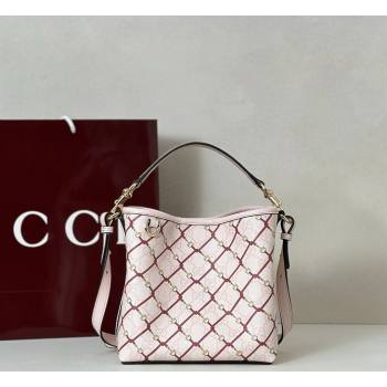 Gucci GG GG Monogram Fabric Emblem Small Bucket Bag 815118 Pink/Red 2026 (DLH-260128151)