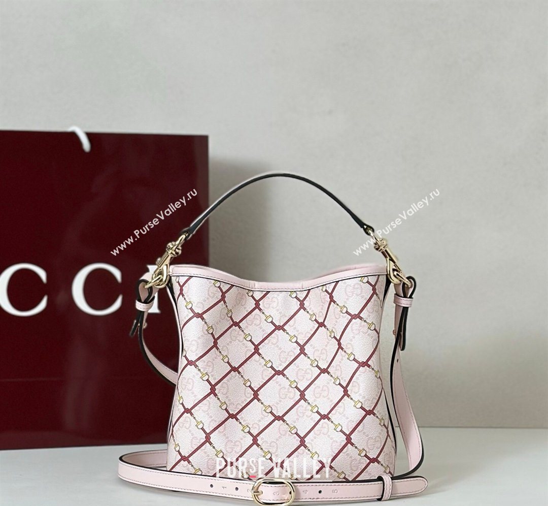 Gucci GG GG Monogram Fabric Emblem Small Bucket Bag 815118 Pink/Red 2026 (DLH-260128151)