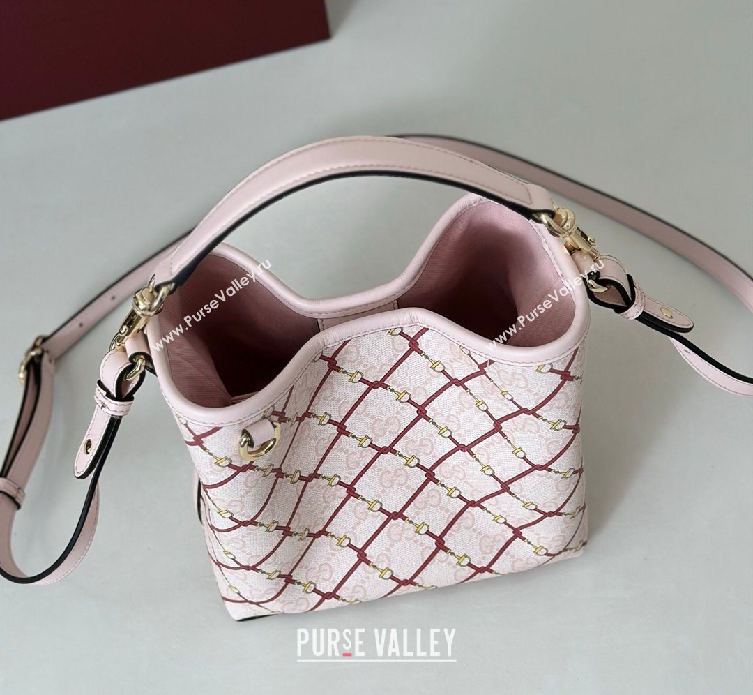 Gucci GG GG Monogram Fabric Emblem Small Bucket Bag 815118 Pink/Red 2026 (DLH-260128151)