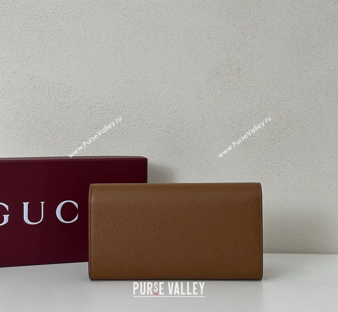 Gucci Softbit Leather Continental Wallet with Half Horsebit Brown 2026 828147 (DLH-260128117)