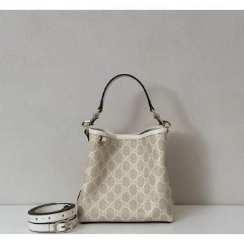 Gucci GG Canvas Emblem Small Bucket Bag 815118 White 2026 (DLH-260128152)