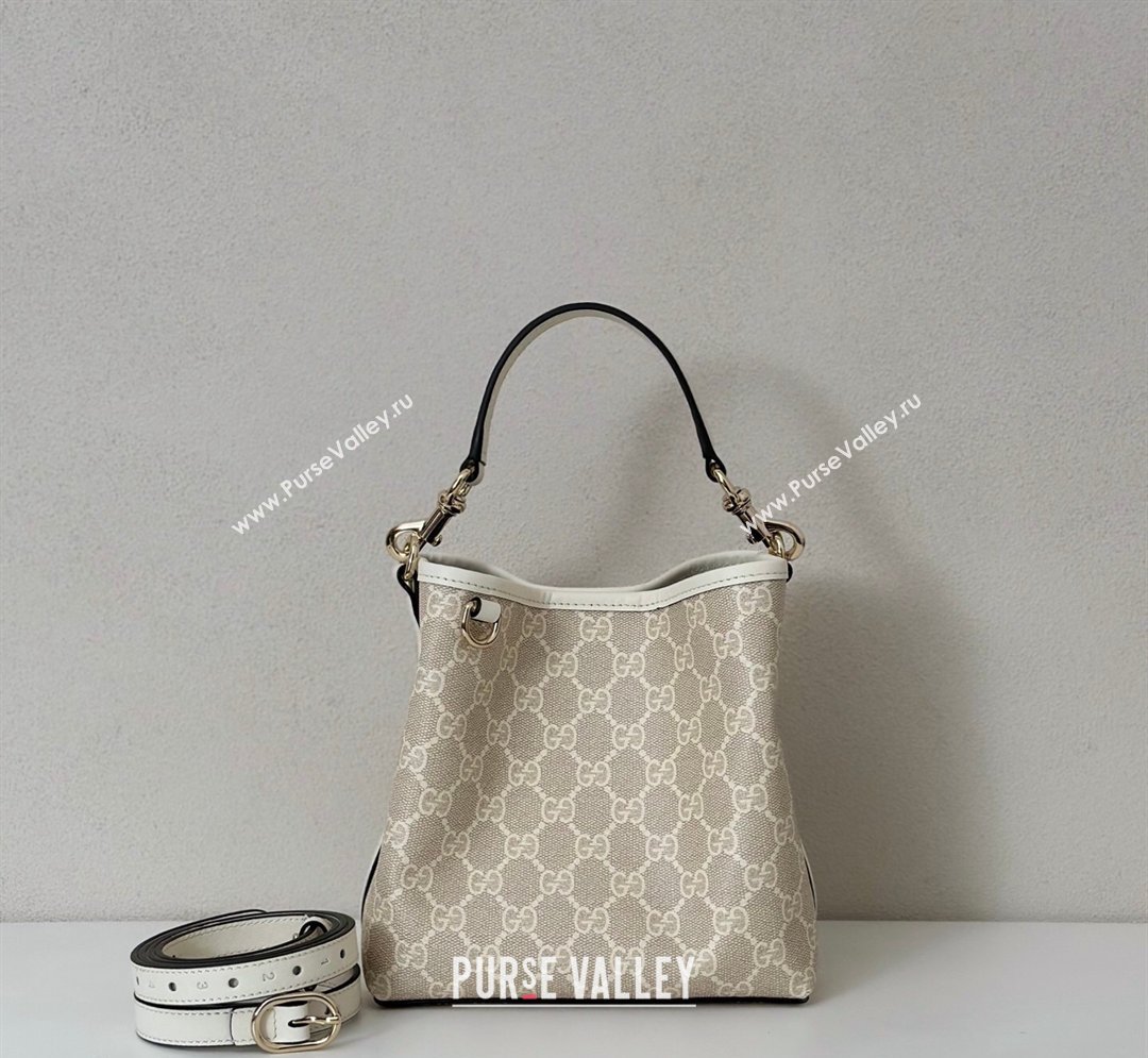 Gucci GG Canvas Emblem Small Bucket Bag 815118 White 2026 (DLH-260128152)
