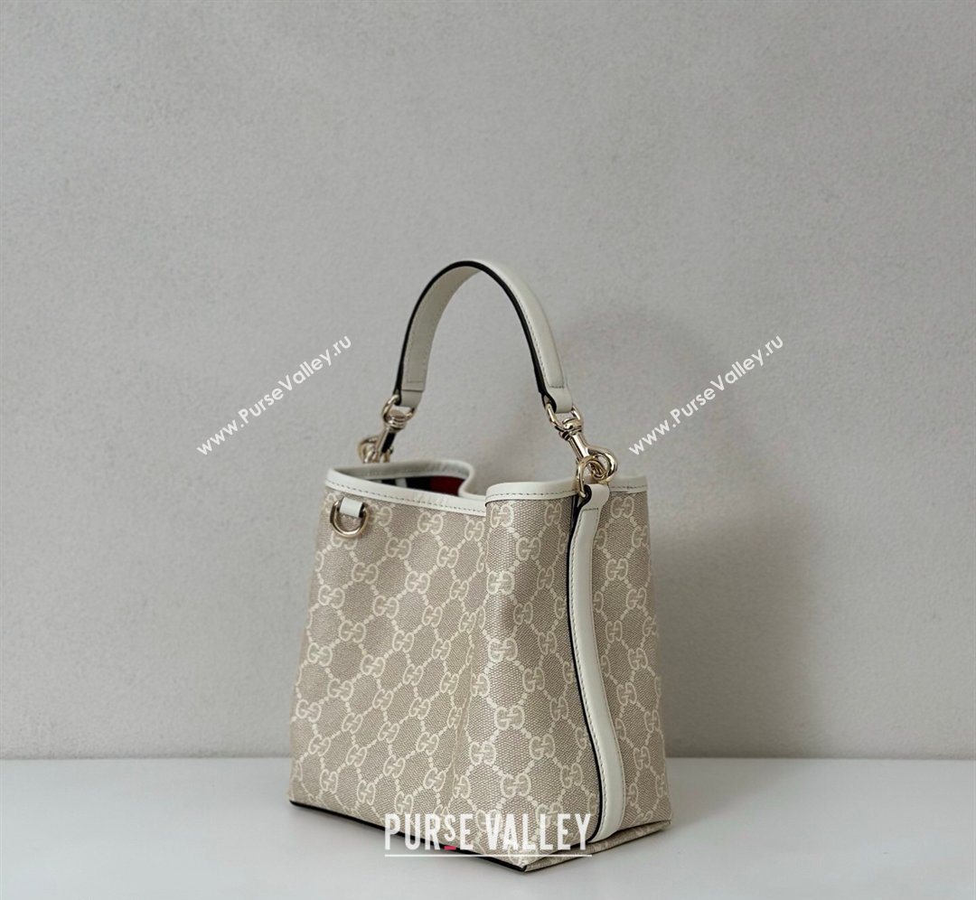 Gucci GG Canvas Emblem Small Bucket Bag 815118 White 2026 (DLH-260128152)