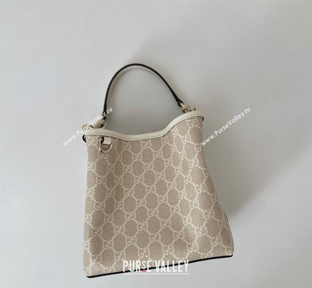 Gucci GG Canvas Emblem Small Bucket Bag 815118 White 2026 (DLH-260128152)