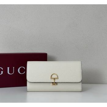 Gucci Softbit Leather Continental Wallet with Half Horsebit White 2026 828147 (DLH-260128118)