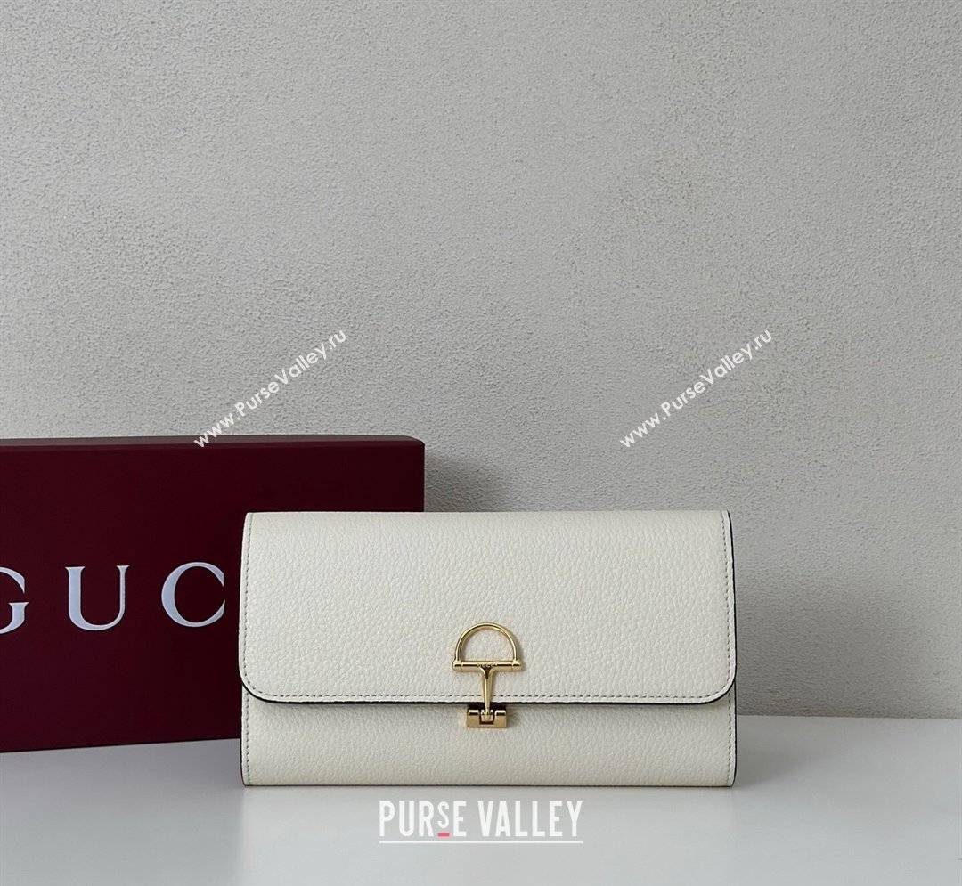 Gucci Softbit Leather Continental Wallet with Half Horsebit White 2026 828147 (DLH-260128118)