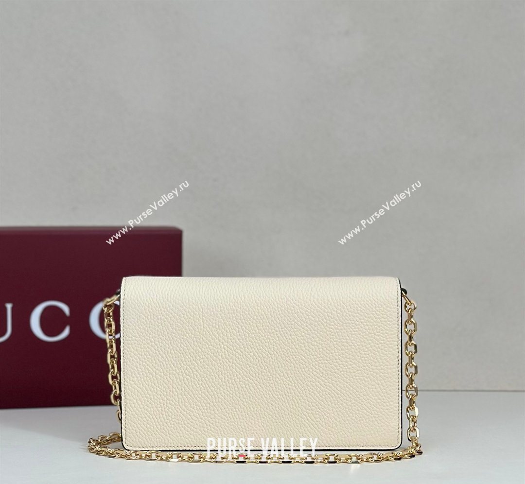Gucci Half Horsebit wallet on chain in Grainy Leather White 2026 855654 (DLH-260128155)