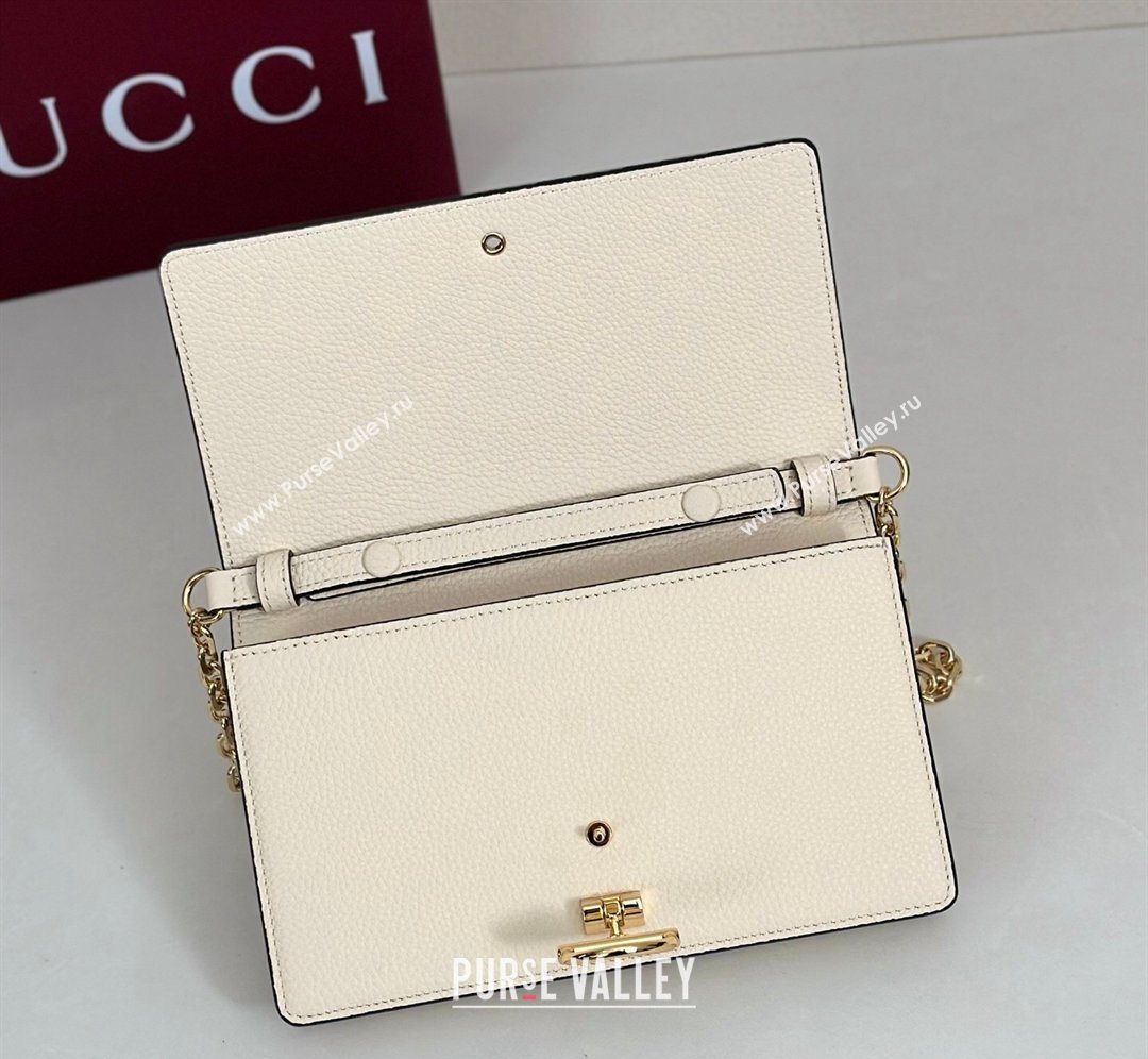 Gucci Half Horsebit wallet on chain in Grainy Leather White 2026 855654 (DLH-260128155)