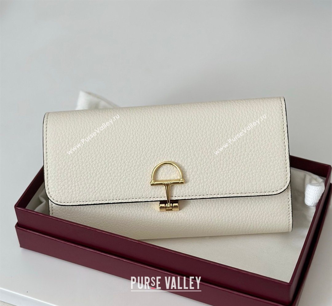 Gucci Softbit Leather Continental Wallet with Half Horsebit White 2026 828147 (DLH-260128118)