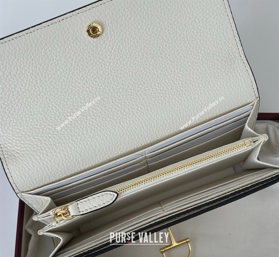 Gucci Softbit Leather Continental Wallet with Half Horsebit White 2026 828147 (DLH-260128118)