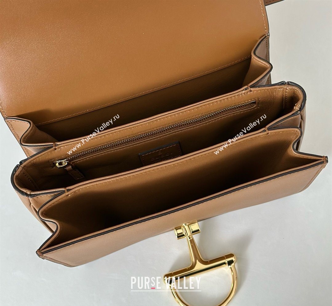 Gucci Siena small shoulder bag in Leather with Oversized Half Horsebit Brown 2025 846705 (DLH-260128158)