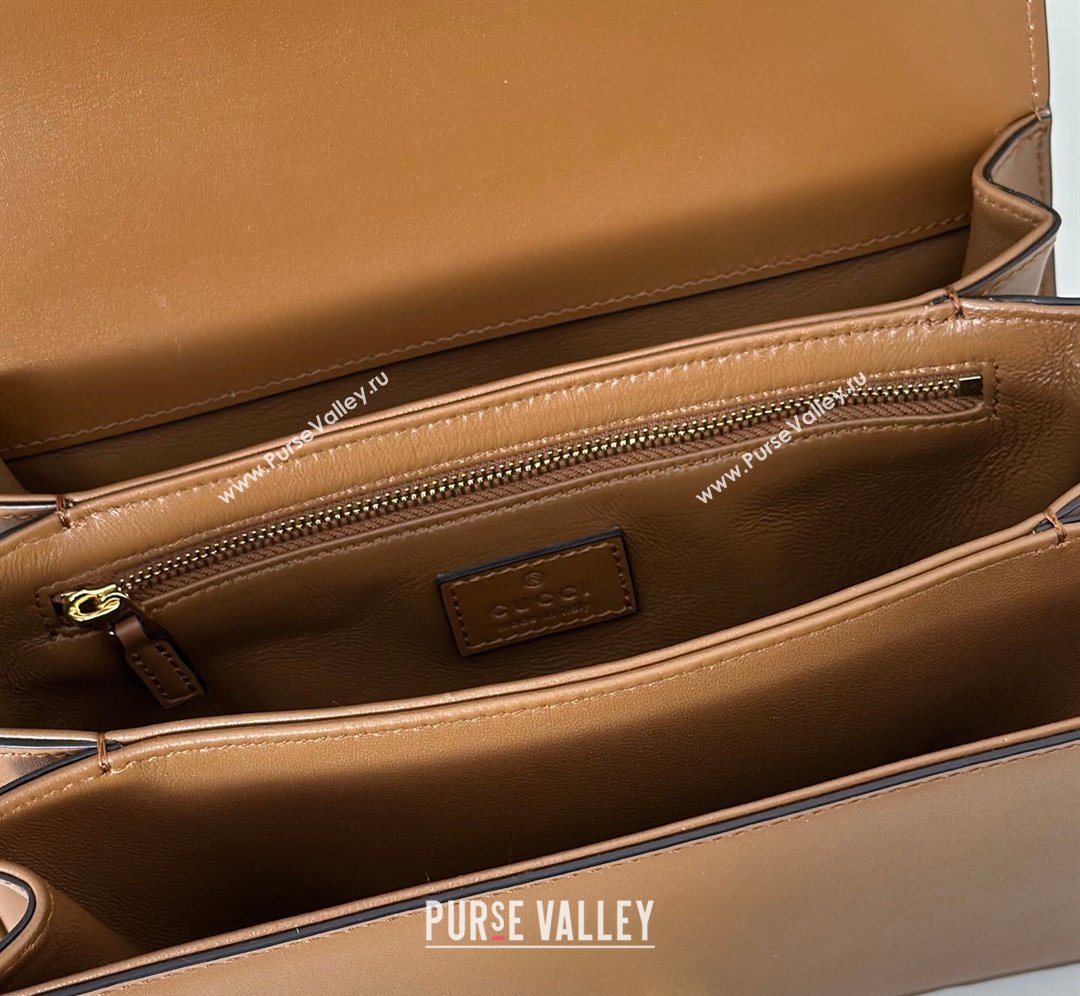 Gucci Siena small shoulder bag in Leather with Oversized Half Horsebit Brown 2025 846705 (DLH-260128158)