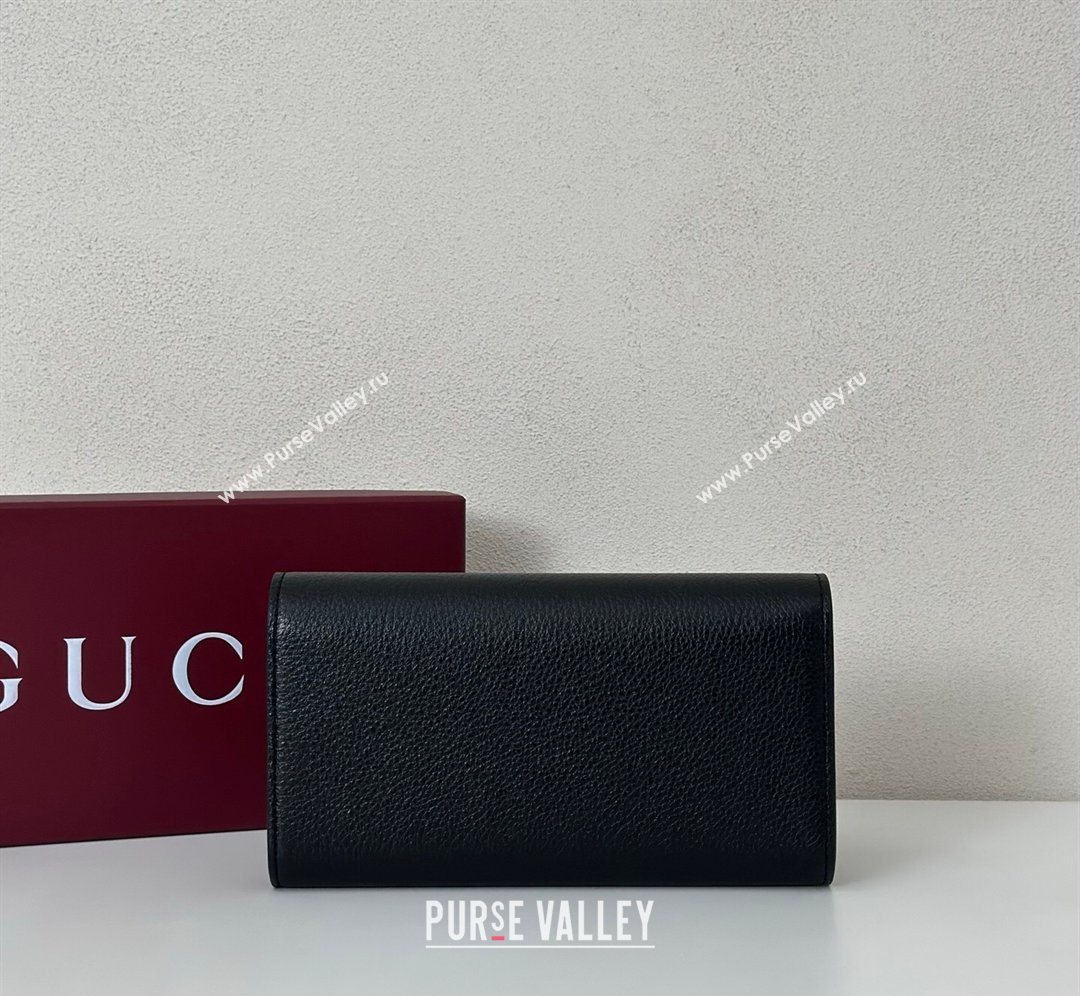 Gucci Softbit Leather Continental Wallet with Half Horsebit Black 2026 828147 (DLH-260128119)