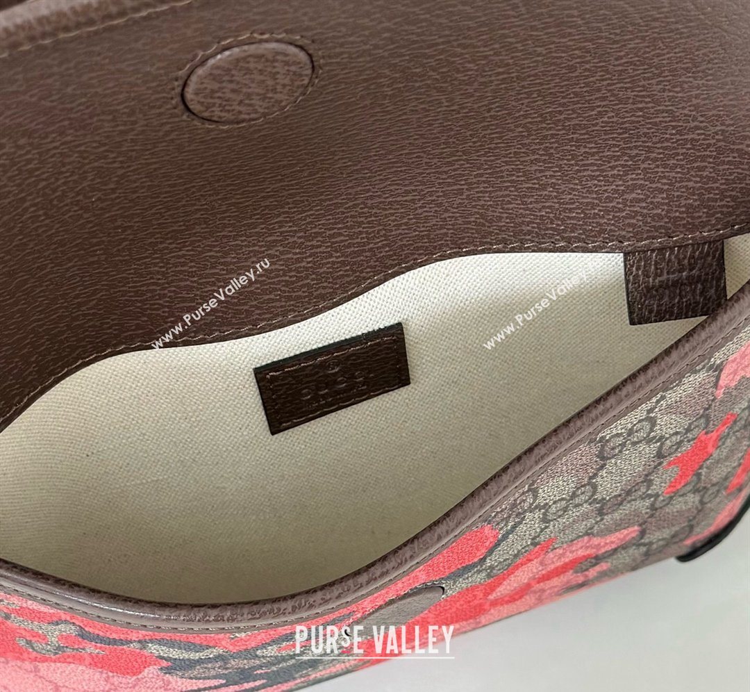 Gucci Mens Small belt bag in camouflage GG Fabric Pink/Red 2026 752597 (DLH-260128161)