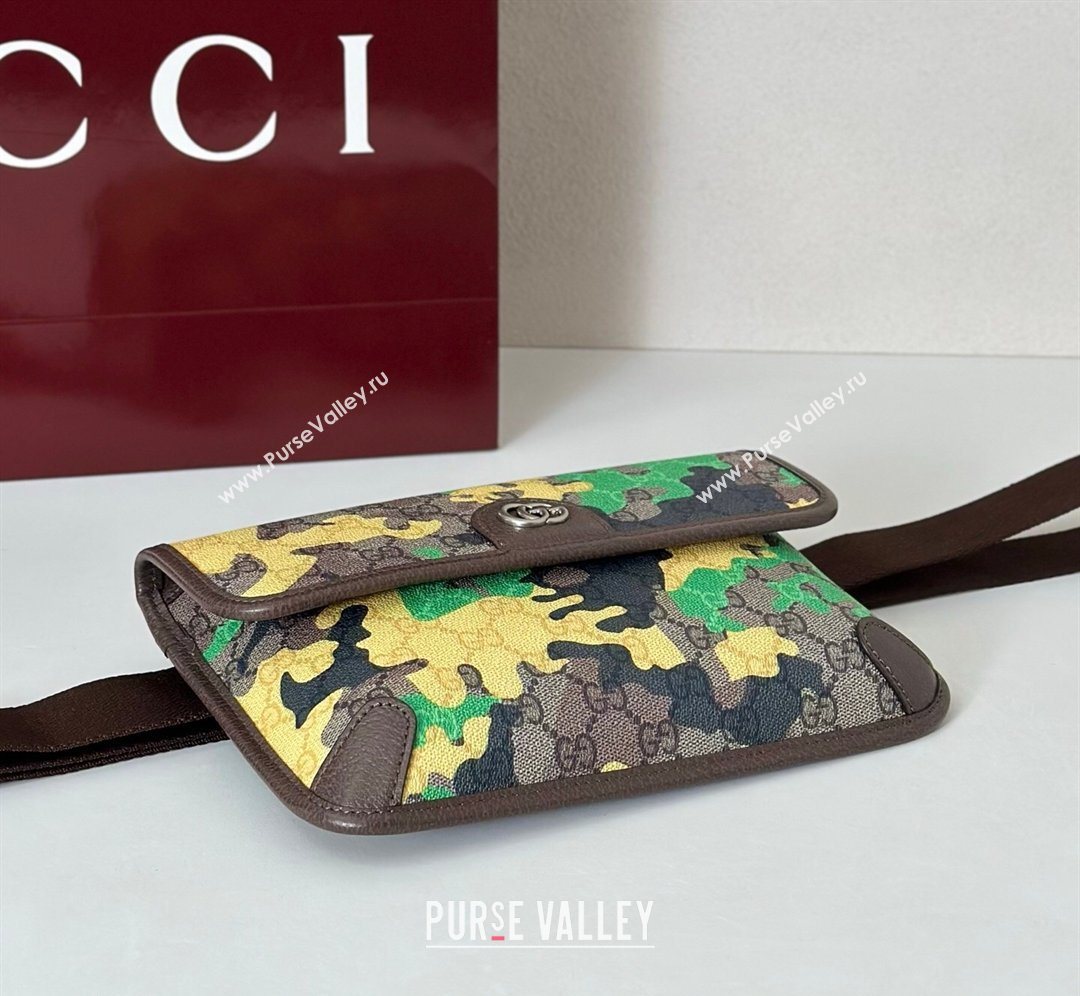 Gucci Mens Small belt bag in camouflage GG Fabric Green/Yellow 2026 752597 (DLH-260128162)