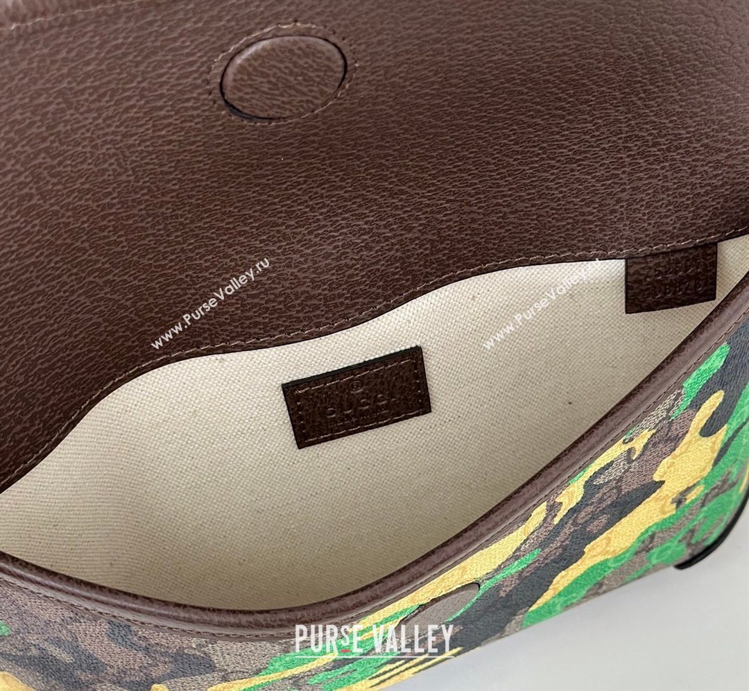 Gucci Mens Small belt bag in camouflage GG Fabric Green/Yellow 2026 752597 (DLH-260128162)