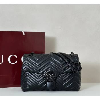 Gucci GG Marmont Leather medium shoulder bag Black 2026 850676 (DLH-260128141)
