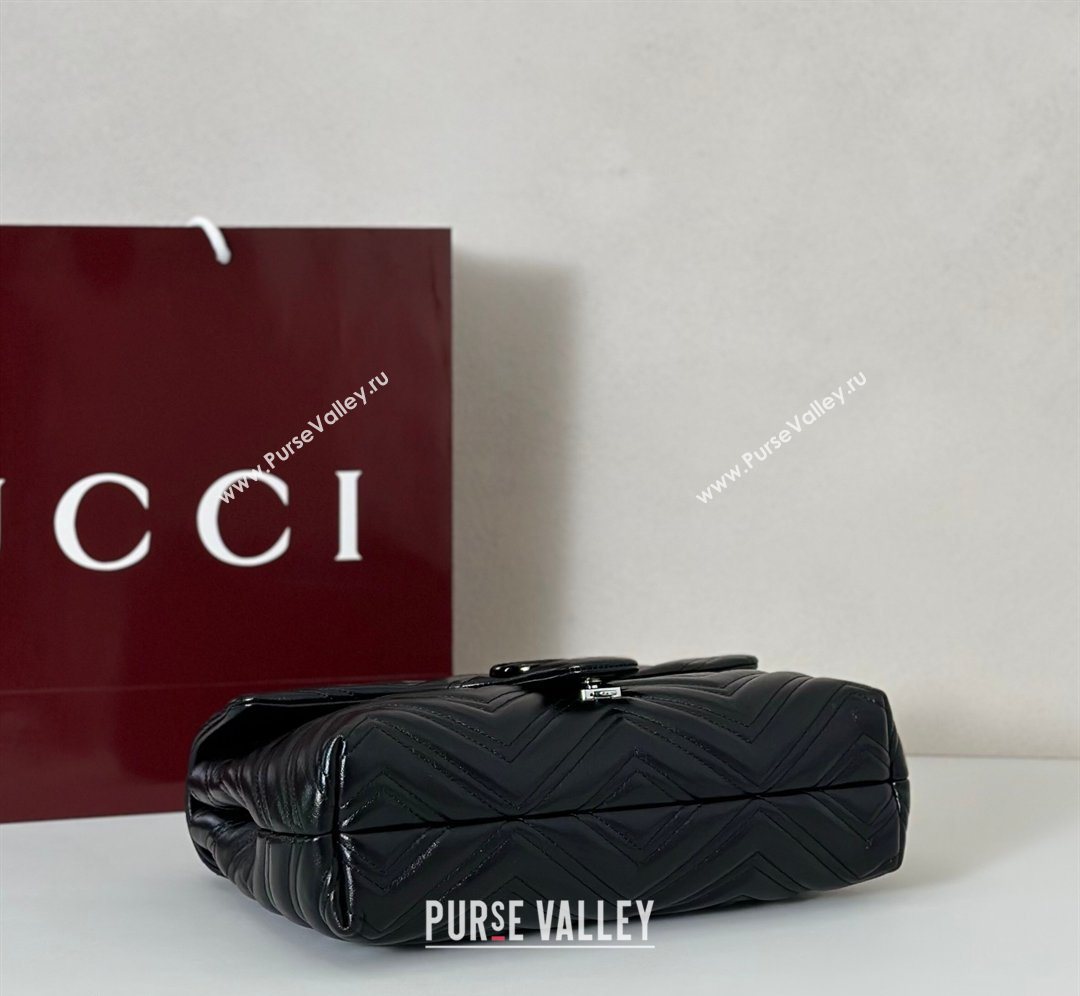 Gucci GG Marmont Leather medium shoulder bag Black 2026 850676 (DLH-260128141)