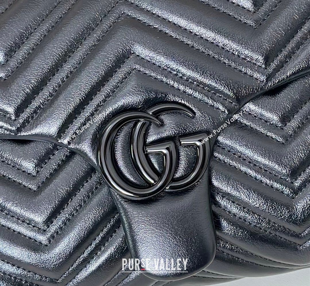 Gucci GG Marmont Leather medium shoulder bag Black 2026 850676 (DLH-260128141)