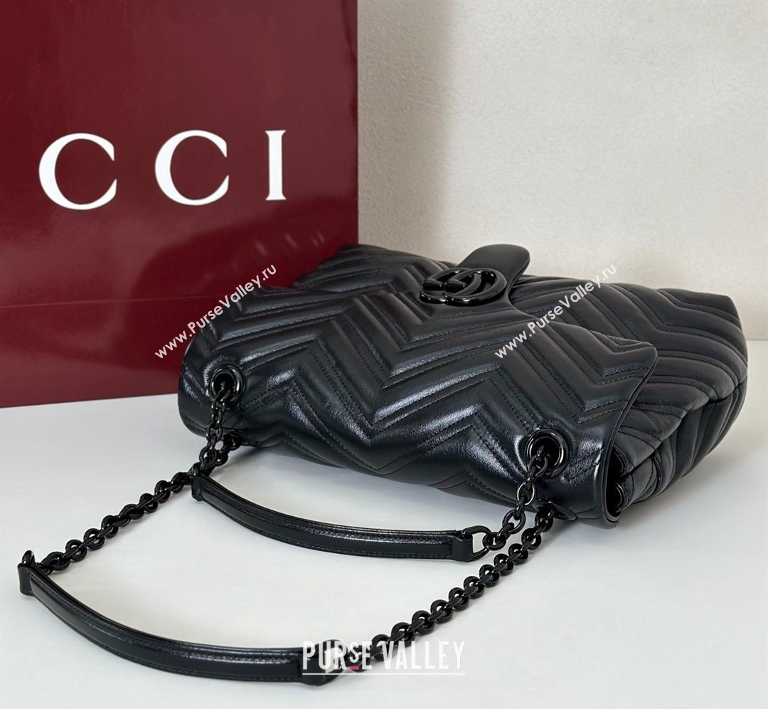 Gucci GG Marmont Leather medium shoulder bag Black 2026 850676 (DLH-260128141)