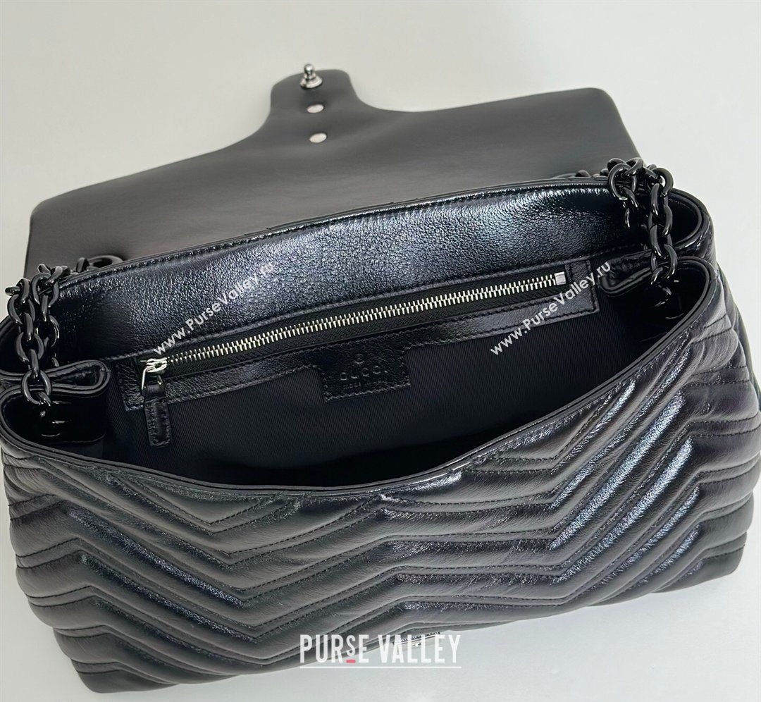 Gucci GG Marmont Leather medium shoulder bag Black 2026 850676 (DLH-260128141)