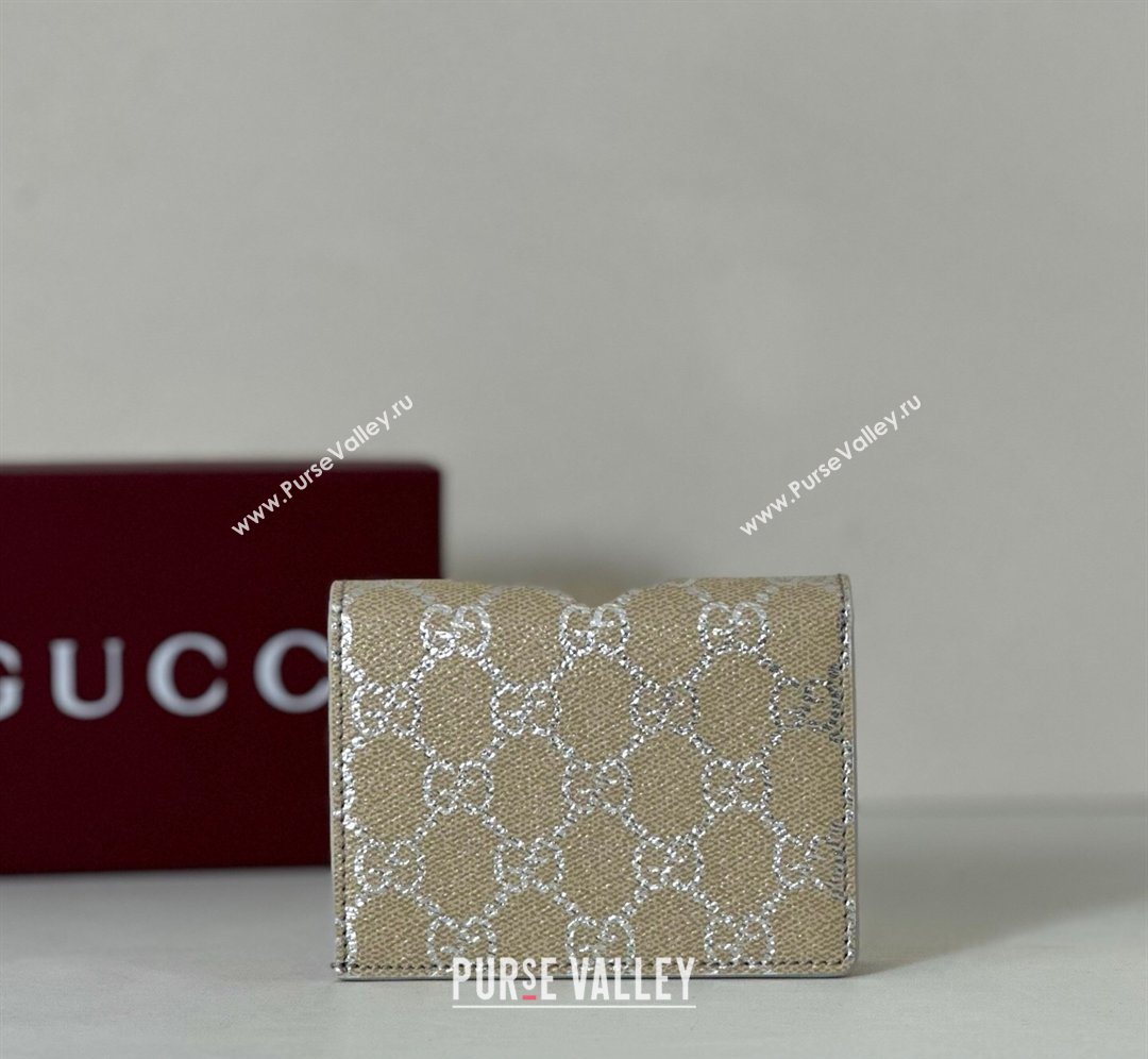 Gucci GG Canvas Emblem Mini Wallet with Ring Silver 2026 820692 (DLH-260128120)