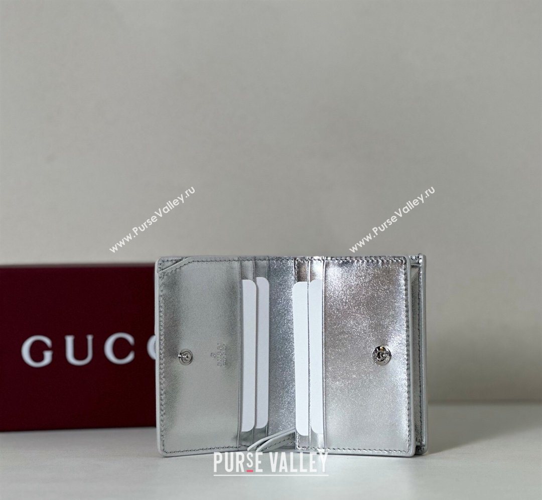 Gucci GG Canvas Emblem Mini Wallet with Ring Silver 2026 820692 (DLH-260128120)