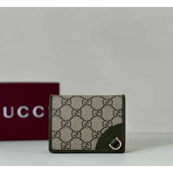 Gucci GG Canvas Emblem Mini Wallet with Ring Dark Green 2026 820692 (DLH-260128121)
