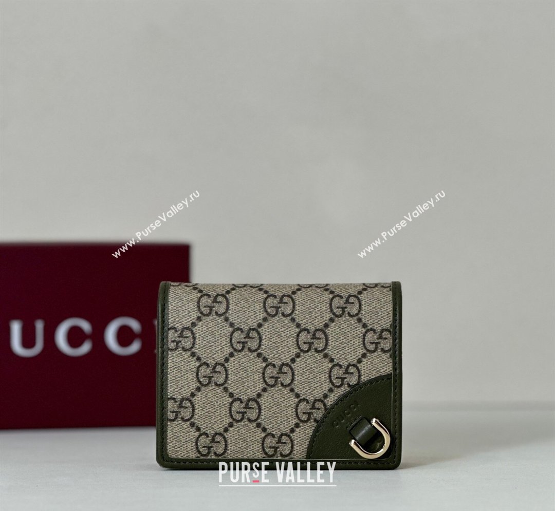Gucci GG Canvas Emblem Mini Wallet with Ring Dark Green 2026 820692 (DLH-260128121)