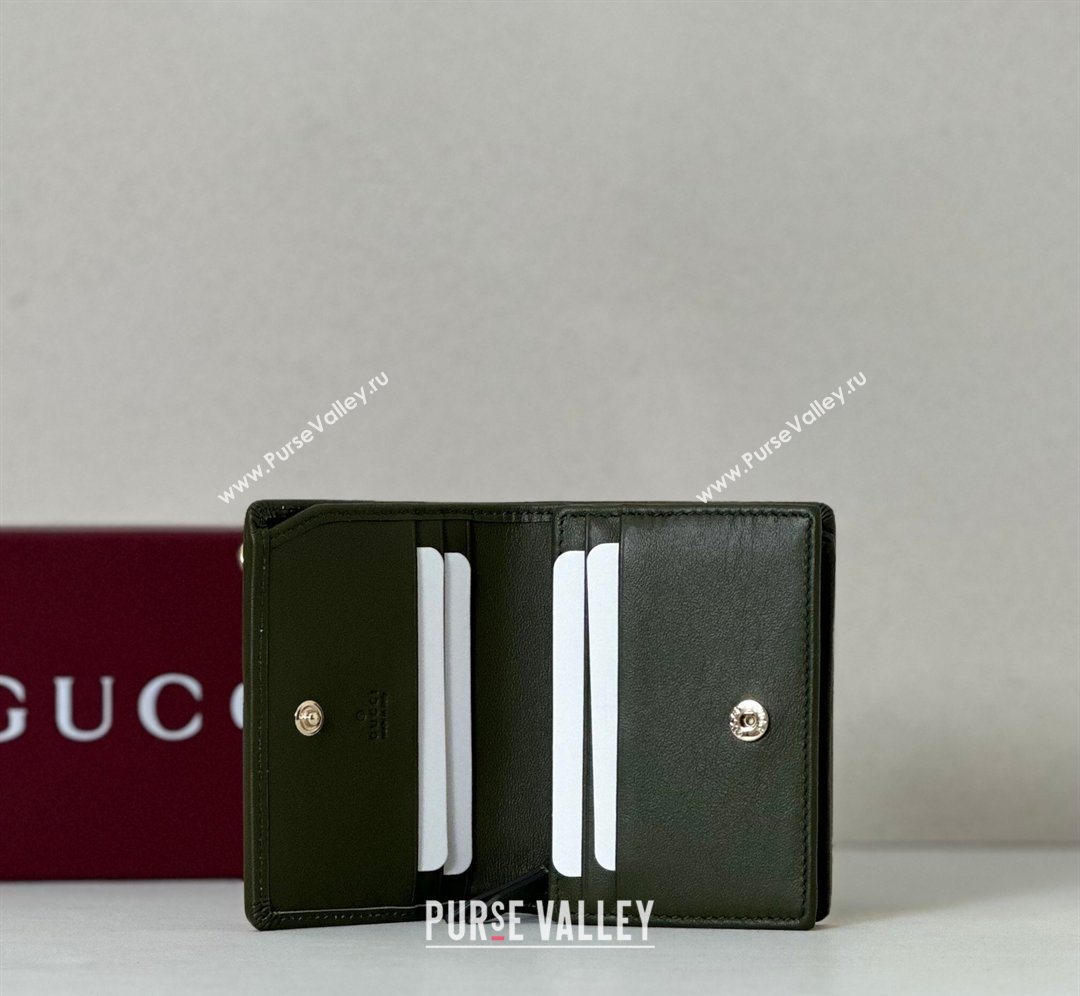 Gucci GG Canvas Emblem Mini Wallet with Ring Dark Green 2026 820692 (DLH-260128121)