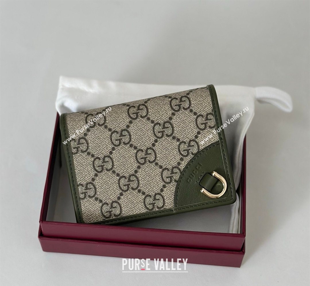 Gucci GG Canvas Emblem Mini Wallet with Ring Dark Green 2026 820692 (DLH-260128121)