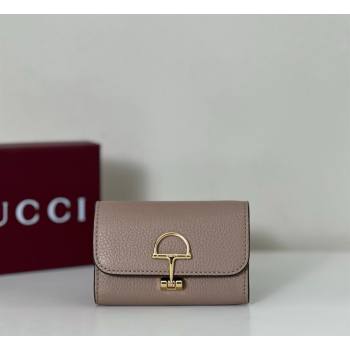 Gucci Softbit Leather card case with Half Horsebit Taupe 2026 828148 (DLH-260128109)