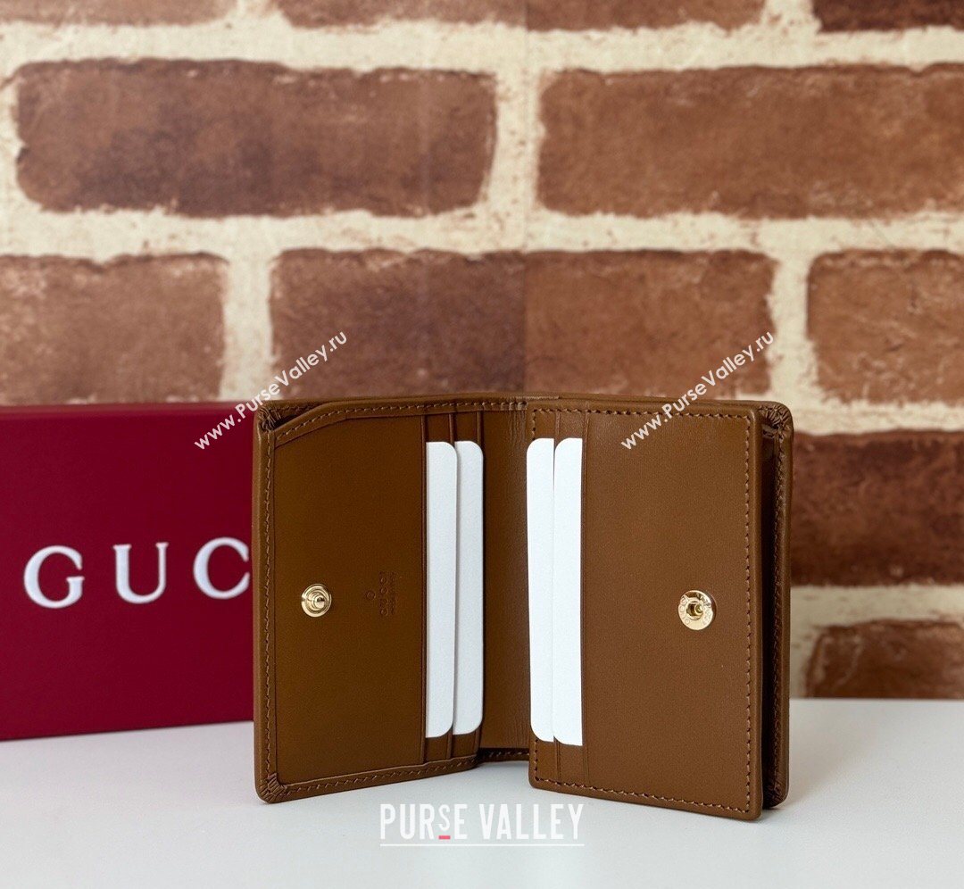 Gucci GG Canvas Emblem Mini Wallet with Ring Brown 2026 820692 (DLH-260128122)