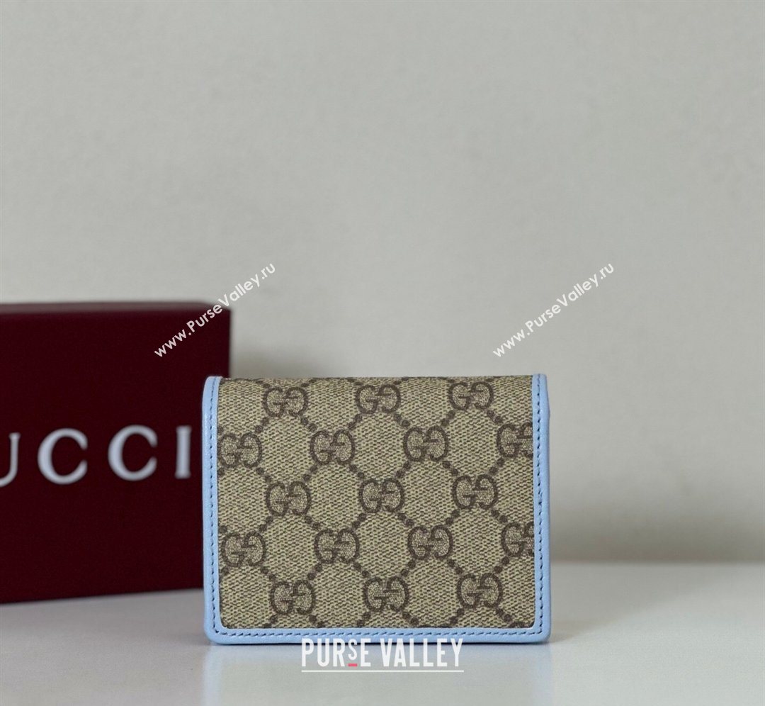 Gucci GG Canvas Emblem Mini Wallet with Ring Light Blue 2026 820692 (DLH-260128123)