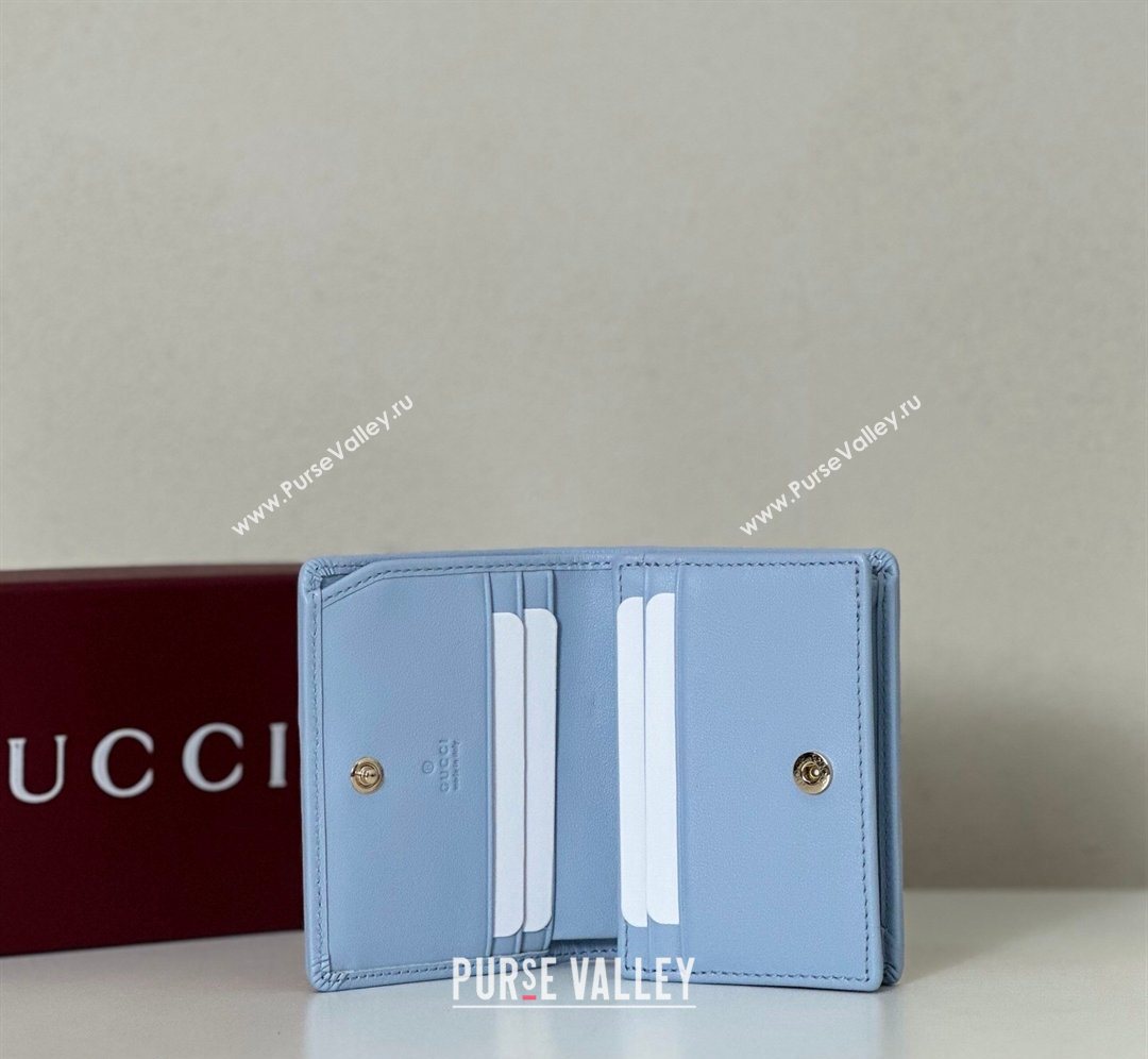 Gucci GG Canvas Emblem Mini Wallet with Ring Light Blue 2026 820692 (DLH-260128123)