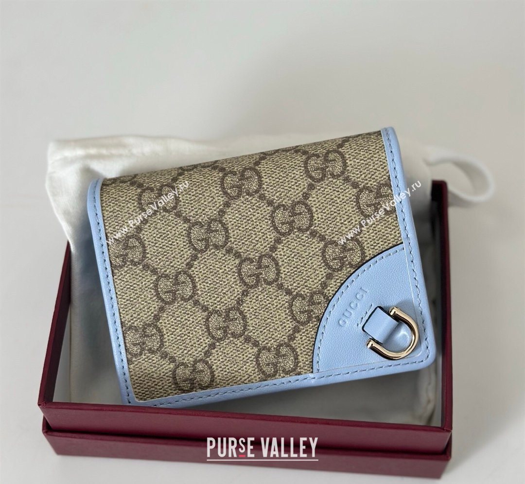 Gucci GG Canvas Emblem Mini Wallet with Ring Light Blue 2026 820692 (DLH-260128123)