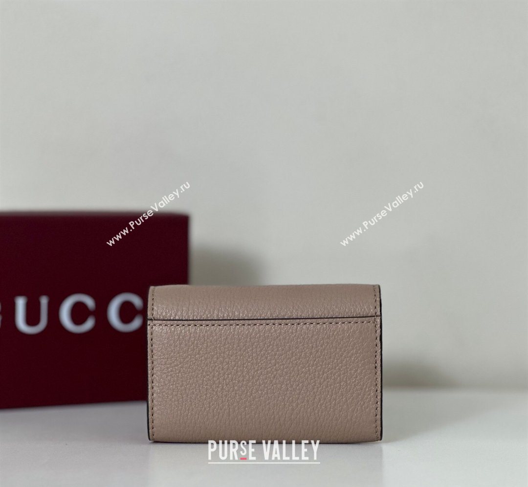 Gucci Softbit Leather card case with Half Horsebit Taupe 2026 828148 (DLH-260128109)