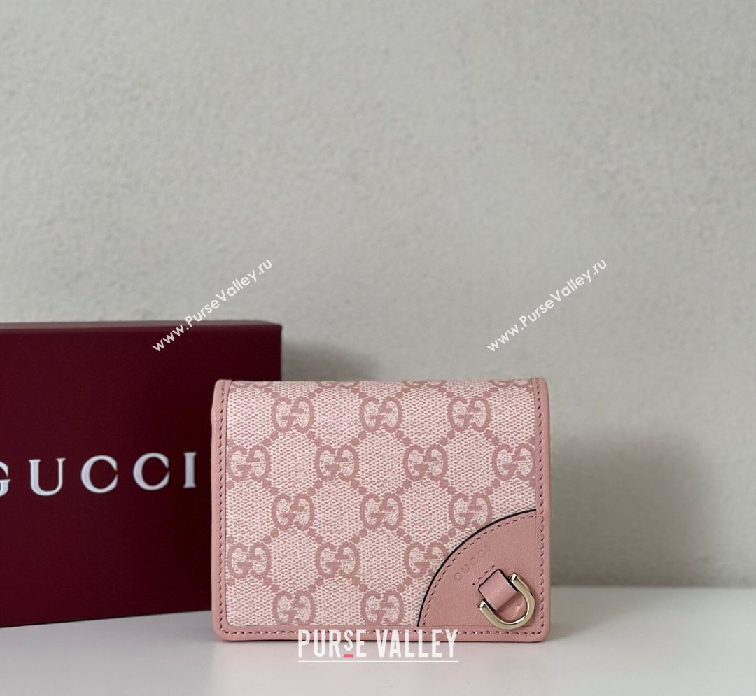 Gucci GG Canvas Emblem Mini Wallet with Ring Light Pink 2026 820692 (DLH-260128125)