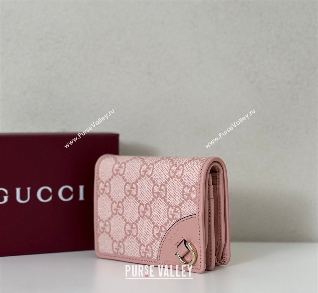 Gucci GG Canvas Emblem Mini Wallet with Ring Light Pink 2026 820692 (DLH-260128125)