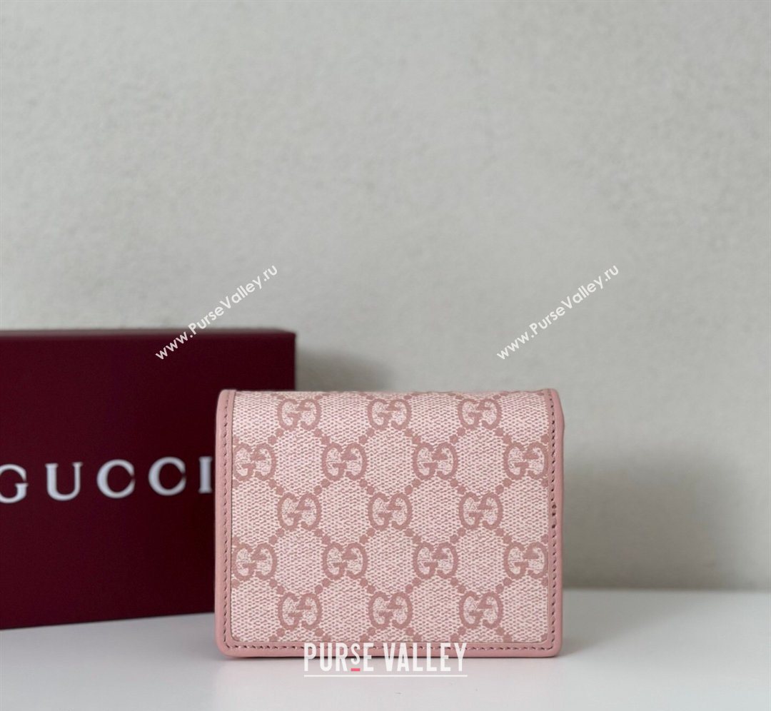 Gucci GG Canvas Emblem Mini Wallet with Ring Light Pink 2026 820692 (DLH-260128125)