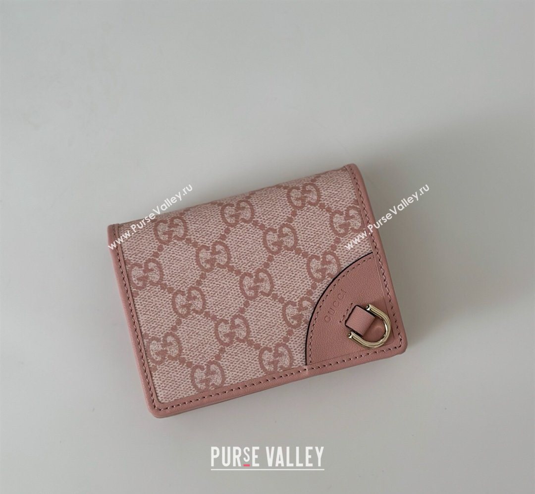 Gucci GG Canvas Emblem Mini Wallet with Ring Light Pink 2026 820692 (DLH-260128125)