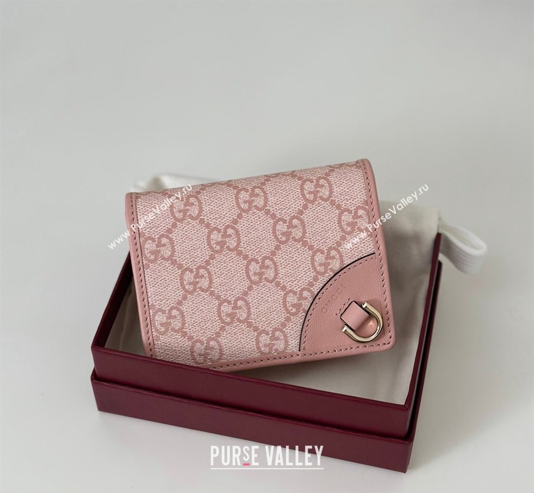 Gucci GG Canvas Emblem Mini Wallet with Ring Light Pink 2026 820692 (DLH-260128125)