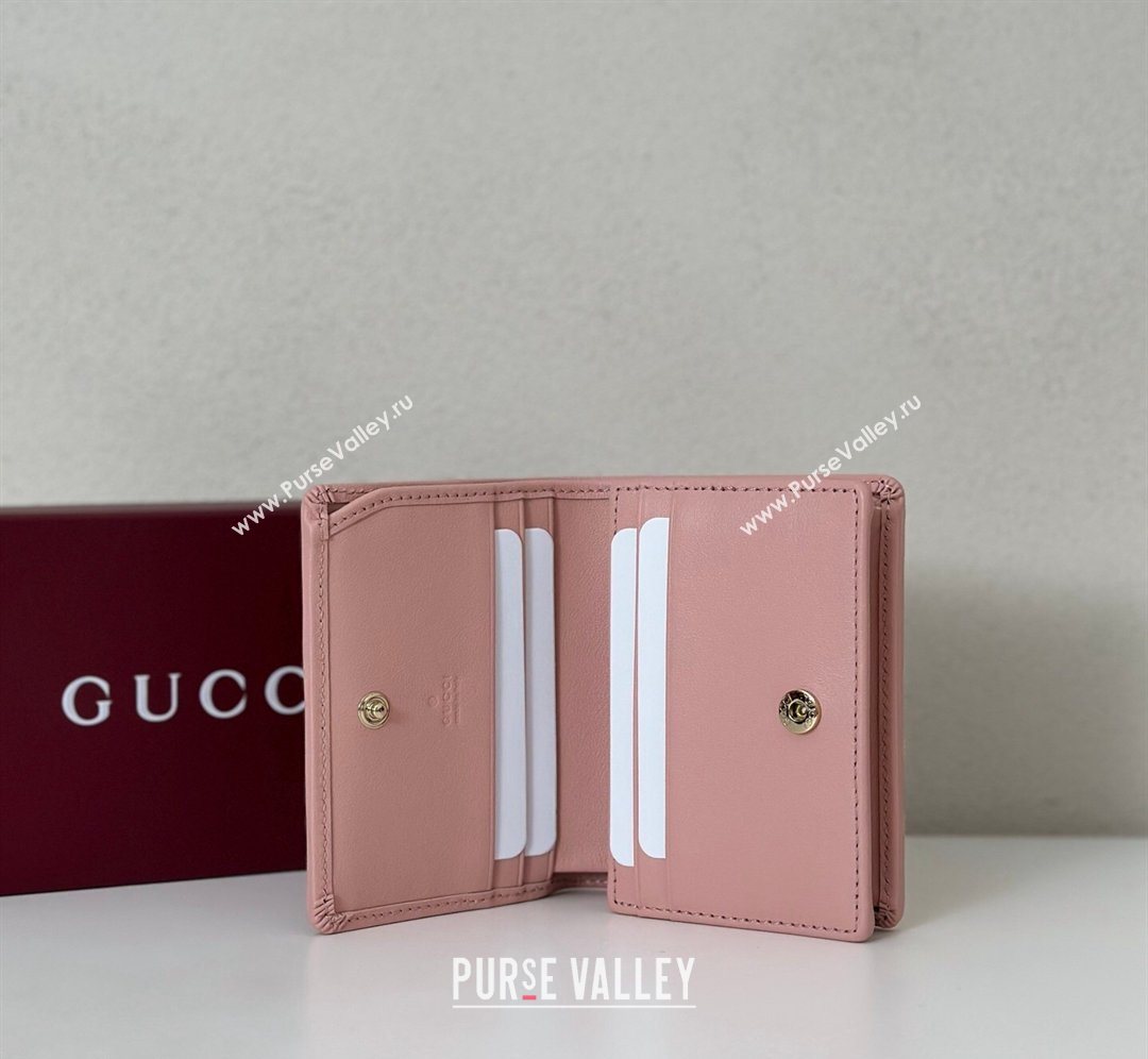 Gucci GG Canvas Emblem Mini Wallet with Ring Light Pink 2026 820692 (DLH-260128125)