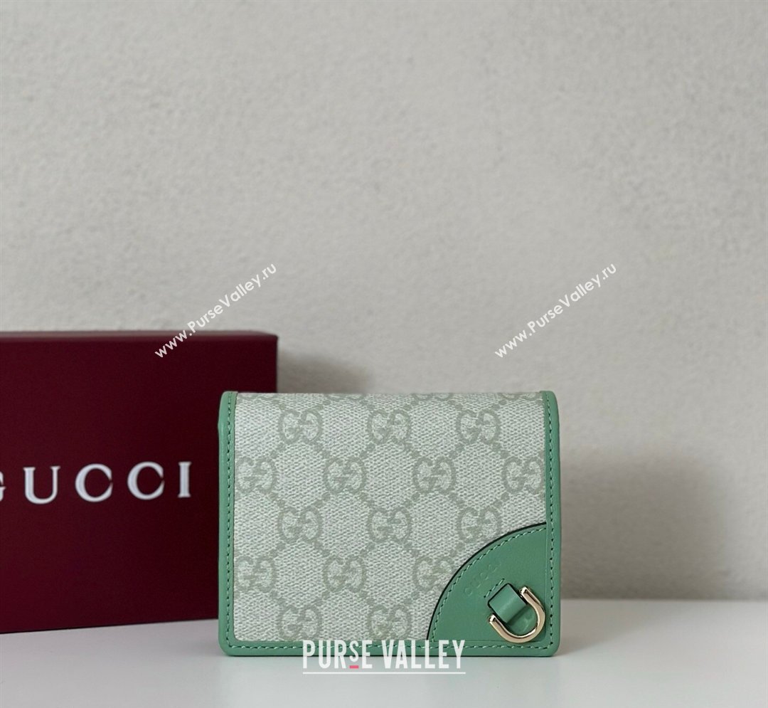 Gucci GG Canvas Emblem Mini Wallet with Ring Light Green 2026 820692 (DLH-260128126)