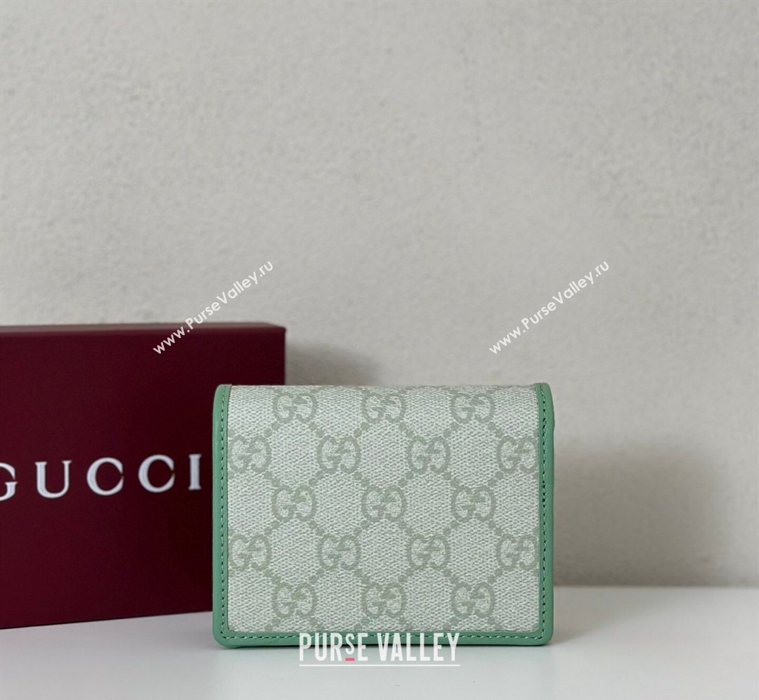 Gucci GG Canvas Emblem Mini Wallet with Ring Light Green 2026 820692 (DLH-260128126)