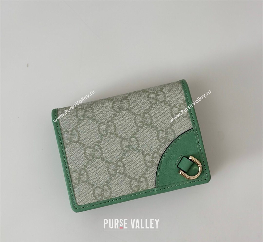 Gucci GG Canvas Emblem Mini Wallet with Ring Light Green 2026 820692 (DLH-260128126)