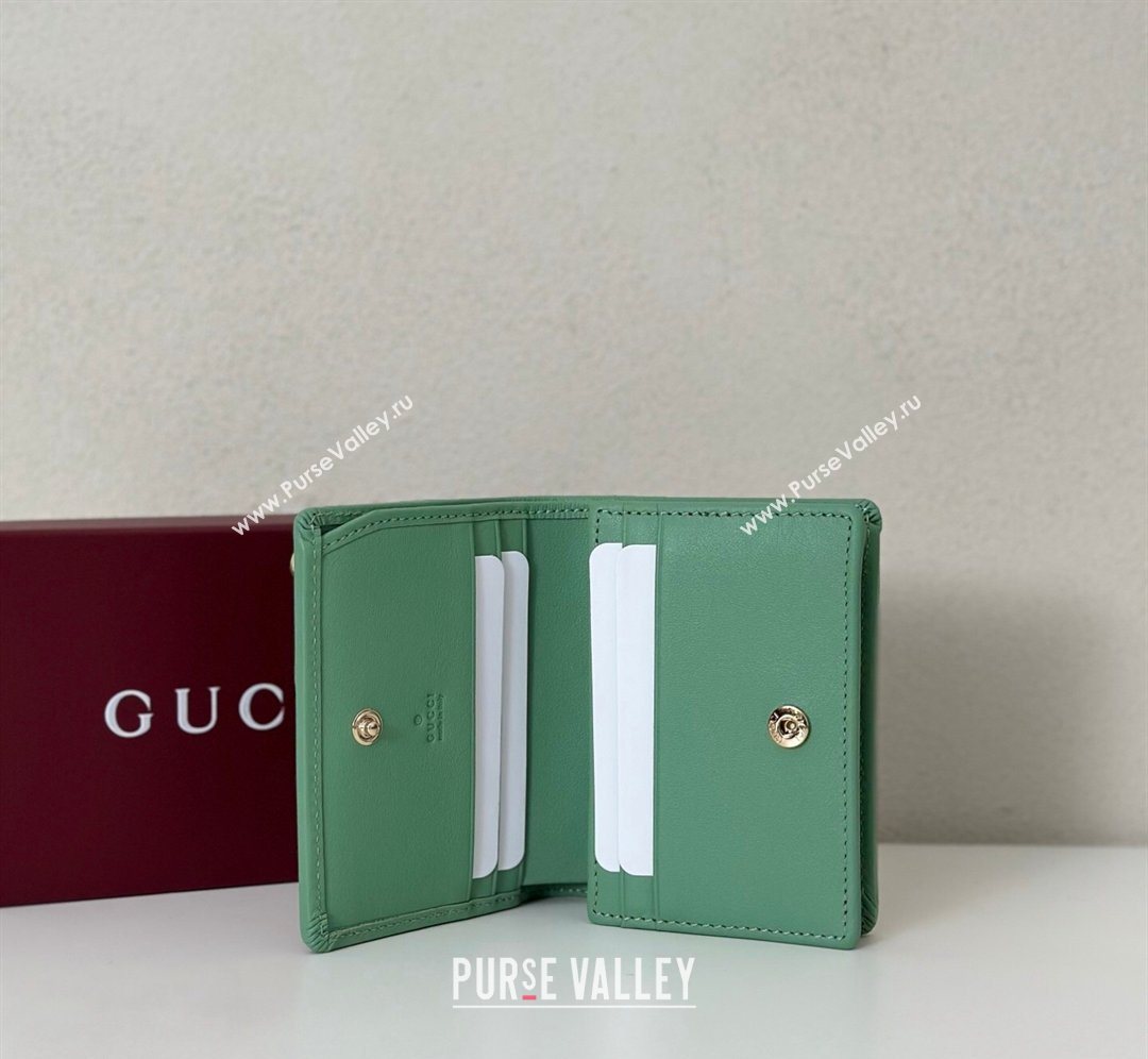 Gucci GG Canvas Emblem Mini Wallet with Ring Light Green 2026 820692 (DLH-260128126)