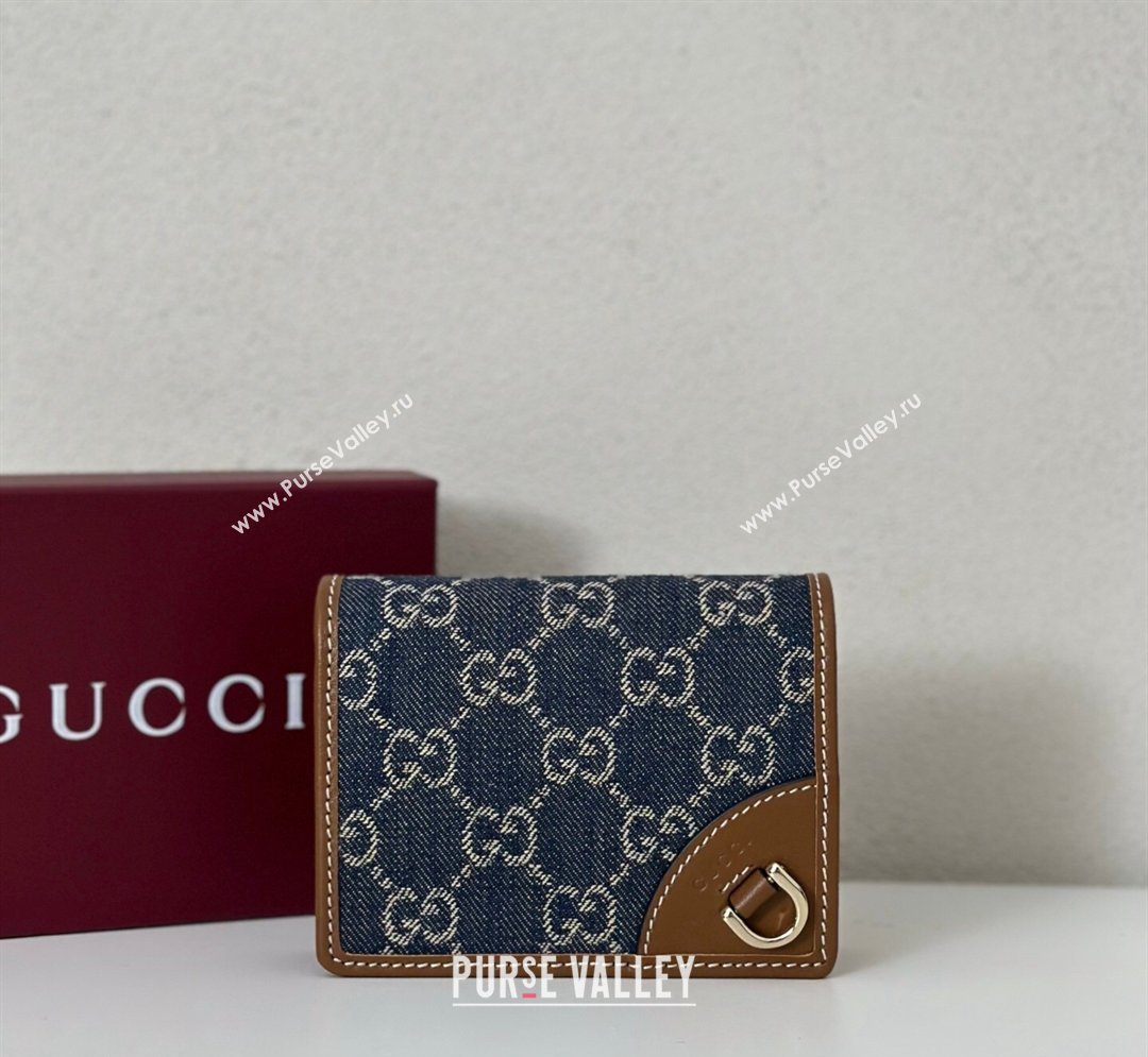 Gucci GG Denim Emblem Mini Wallet with Ring Blue 2026 820692 (DLH-260128128)