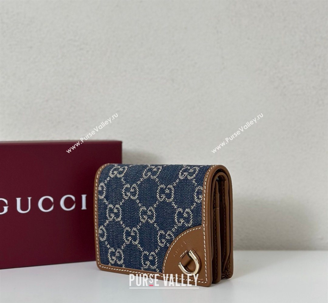 Gucci GG Denim Emblem Mini Wallet with Ring Blue 2026 820692 (DLH-260128128)