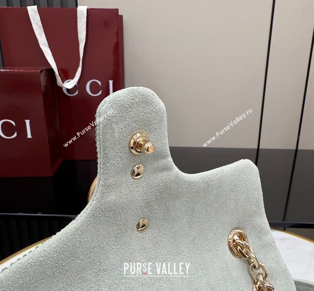Gucci GG Marmont crystals small shoulder bag Pale Green 2026 837280 (XLU-260206091)